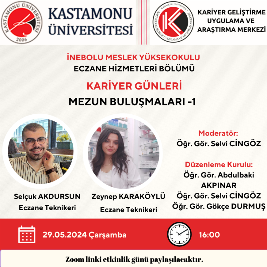 Kariyer Etkinlikleri Eczane Hizmetleri Bölümü Mezun Söyleşileri- I